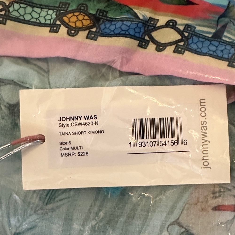 Johnny Was Taina Tropical Kimono Turquoise NWT Size Small $228 Resort Cover Up - Picture 7 of 7